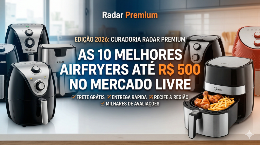 Guia de compra das 10 melhores Airfryers até 500 reais no Mercado Livre em 2026