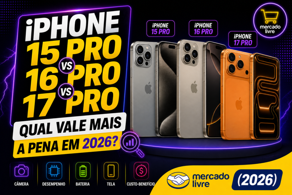 iPhone 15 Pro vs 16 Pro vs 17 Pro: Qual Vale Mais a Pena